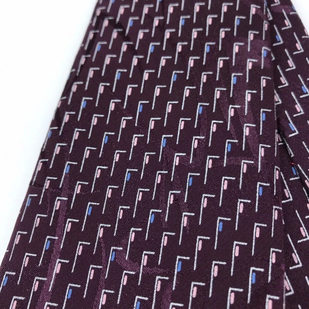 BRIONI Silk Tie Hand Made In Italy Dark Purple Blue Pink Italian Men Necktie 60